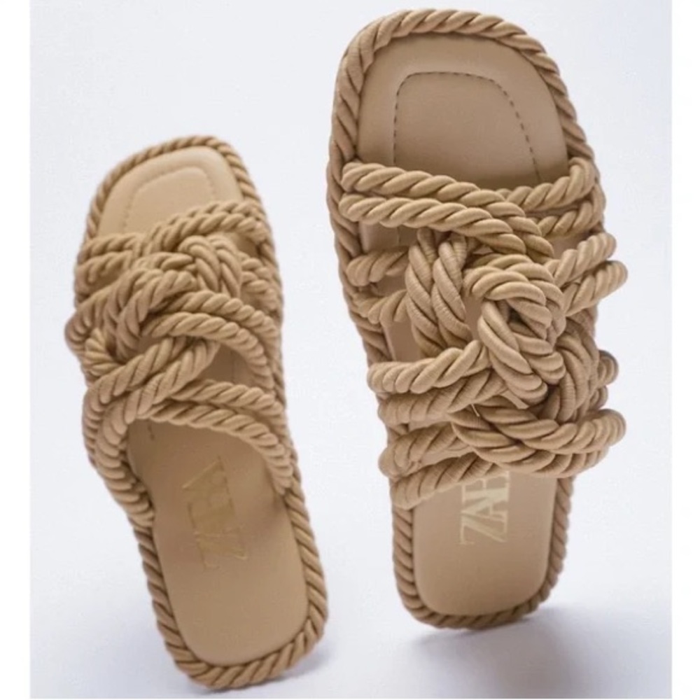 Zara Women's Tan Rope Sandals Size 40